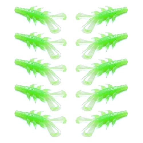 10Pcs Fishing Lures Set, Soft PVC Fishing Craw Baits Crawfishes Lures Lobster Shrimp Swimbaits for Freshwater Saltwater - size: Green green