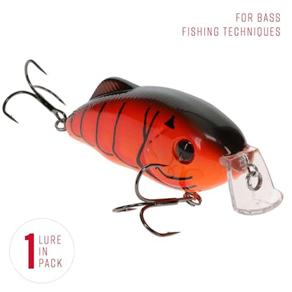Strike King Hybrid Hunter Shallow Jr. Fishing Lure, Shallow Diving Crankbait, 90-Degree Bill, 3D Eyes, Loud Rattle, Dives 1 to 3-Feet,Size 4 & 6 Treble Hooks - color: Fire Craw, size: 1 oz