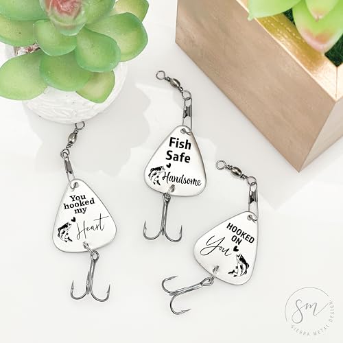 for Him Fishing Lures - Men's Gift Themed Fishing - Set of 3 - Best Catch Ever, Hooked on You, 5 Reasons I Love You - Birthday, Christmas, Stocking Stuffer, Valentine's Day, Just Because