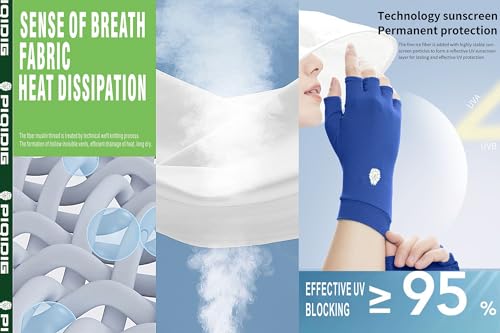 Men's Women's SPF Fingerless Gloves Mittens Sun Protection Unisex Driving Gloves UPF 50+ With Silicone Gel - color: Blue, size: Small