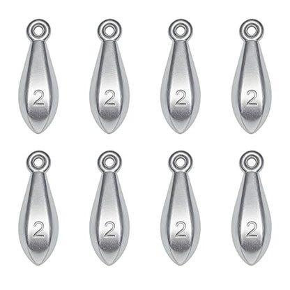 Fishing Weights Sinkers Bank Sinkers Bullet Weights for Surf Fishing Pier Bank Fishing Saltwater Fishing Gear 1oz to 8oz - size: 2 Ounce-8pcs