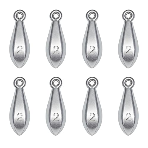 Fishing Weights Sinkers Bank Sinkers Bullet Weights for Surf Fishing Pier Bank Fishing Saltwater Fishing Gear 1oz to 8oz - size: 2 Ounce-8pcs