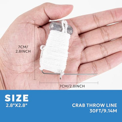 Crab Throw Line Length 30FT/9.14M with 4OZ Lead Weight Crab Trap Line Kit 3PCS/6PCS - style: Ctl007-3