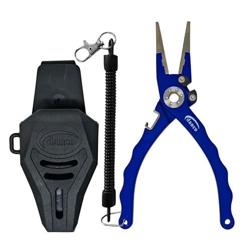 danco duffy 7.5-inch Fishing Pliers with Replaceable Line Cutters, Aircraft Grade Aluminum Fishing Gear, Saltwater Resistant Fishing Tools, Rubberized Paint Coating (Blue) - color: Blue