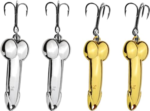 4Pcs Funny Fishing Lures Top Water Bass Fishing Lures with Hooks Fishing Spoons Lures for Freshwater and Saltwater, Unique Equipment Fishing Gifts for Men or Fish Lovers