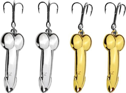 4Pcs Funny Fishing Lures Top Water Bass Fishing Lures with Hooks Fishing Spoons Lures for Freshwater and Saltwater, Unique Equipment Fishing Gifts for Men or Fish Lovers