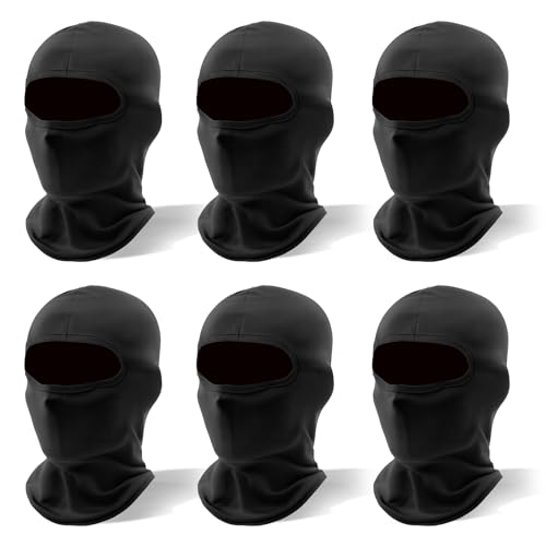 6 Pack Ski Mask Balaclava for Men Women, Lightweight UV Protection, Summer Full Face Cover Outdoor Motorcycle - color: Black