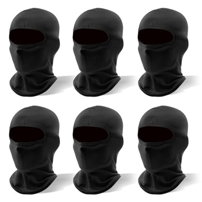 6 Pack Ski Mask Balaclava for Men Women, Lightweight UV Protection, Summer Full Face Cover Outdoor Motorcycle - color: Black