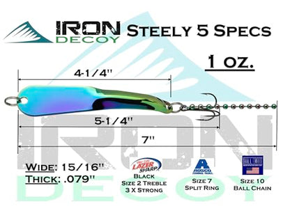 IRON DECOY Steely Fishing Lure Spoon, Casting, Trolling, Jigging, Ice, Lake, River, Stream, Freshwater, Trout, Bass, Walleye, Salmon, Crappie, Pike - color: Copper Orange, size: 1 OZ