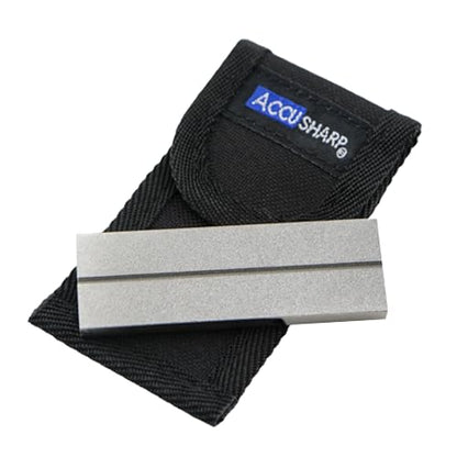 AccuSharp Pocket Stone Sharpener with Pouch, 3 Inch Dual-Sided Sharpening Stone for Knives, Fish Hooks, Camping, Hunting Knives, Restores, Repairs & Hones Blades, Diamond - color: Diamond
