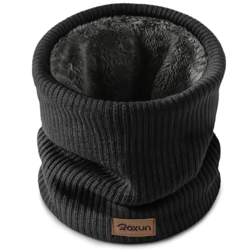 ROXUN Winter Neck Gaiter, Neck Warmer Cover Ski Gaiters for Men/Women | Soft Thick Fleece; Gentle on Skin; Stretchy Fit; Multi-function; Elegant Chic Look; Multi-color Options - color: Black