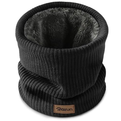 ROXUN Winter Neck Gaiter, Neck Warmer Cover Ski Gaiters for Men/Women | Soft Thick Fleece; Gentle on Skin; Stretchy Fit; Multi-function; Elegant Chic Look; Multi-color Options - color: Black