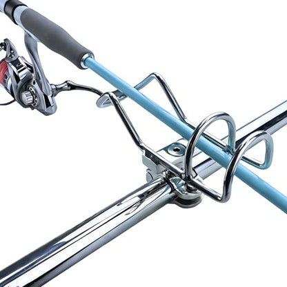 YANYUCB Fishing Rod Holders,316 Stainless Steel Adjustable Boat Rod Holders, 360°Rotatable Rail Mount Rod Holder,Fits 1",1-1/4" Rail,Heavy-Duty Rod Holder for Fishing Boats, Yachts(2-Pack)