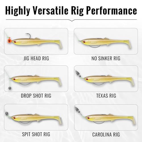 TRUSCEND Shadtale Easy Catch Soft Fishing Lures, Unique Vibration and Action for Various Rigs, Paddle Tail Swimbaits Trailer for Bass, Trout, Crappie, Walleye, Redfish, Saltwater & Freshwater Fishing - color: H4-2.5",0.08oz,12pcs