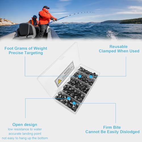 100/150Pcs Split Shot Fishing Weights – Premium Removable Fishing Sinkers,5/6 Sizes Assortment (0.02oz–0.14oz) for Freshwater & Saltwater Fishing - style: 100-round