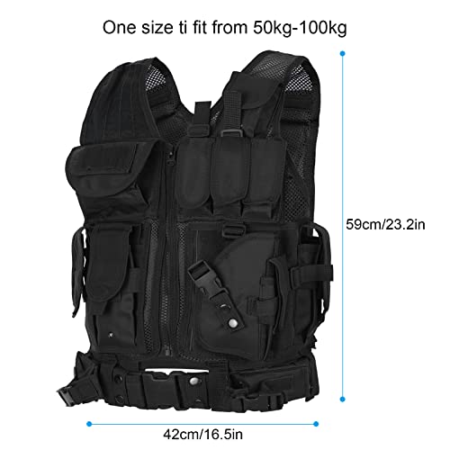Lixada Tactical Vest Lightweight Breathable Polyester Sports Vest Outdoor Training Vest Adjustable for Adults