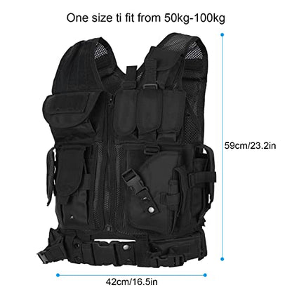 Lixada Tactical Vest Lightweight Breathable Polyester Sports Vest Outdoor Training Vest Adjustable for Adults