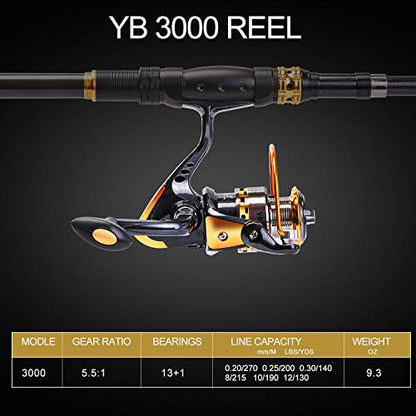 Sougayilang Fishing Rod Reel Combos Carbon Fiber Telescopic Fishing pole with Spinning Reel for Travel Saltwater Freshwater Fishing - color: Fishing Full Kits with Carrier Case, size: 5.91 ft