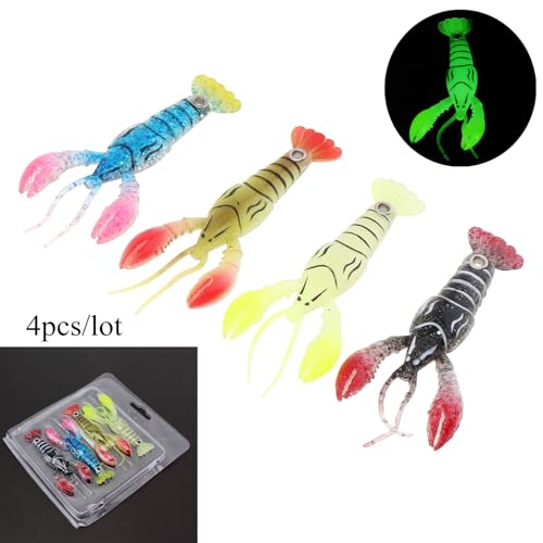 4pcs 3.5inch Crayfish Fishing Lures Bait, Lifelike Crayfish Fishing, Silicone Soft Crawfish Lures Bait Artificial Crawfish for Carp Bass