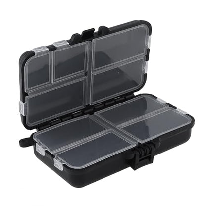 Mini Fishing Tackle Box, Small Fishing Accessories Storage, Double-Layer Lure Accessories Box, 9 Compartments (4.5 x 2.6 x 1.3 inch)