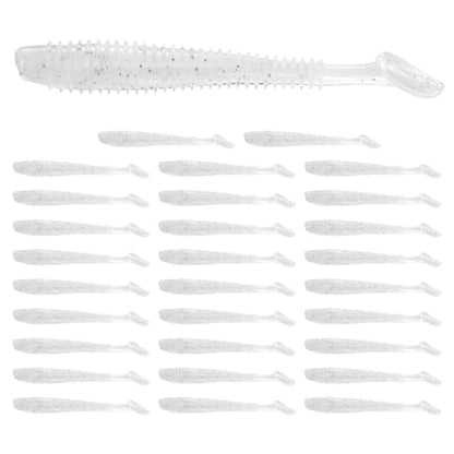 Soft Fishing Lures - Paddle Tail Swim Bait for Bass, Trout in Saltwater & Freshwater - Rigged with Hooks - Durable ABS Plastic - color: White, size: 2.95"