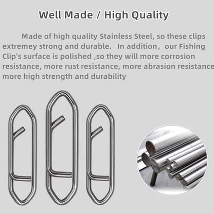 280Pcs/Box Stainless Steel Fishing Power Speed Clips (SS:100Pcs,S:100Pcs,M:60Pcs,L:20Pcs) High Strength Fishing Connector Swivels Snaps for Quick Change Lure Tackle Saltwater Freshwater