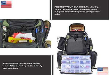 OSAGE RIVER Fishing Backpack, Fits 4 Large Tackle Boxes MOLLE Webbing Rod Holder Waterproof Cover, Includes Pliers Flashlight - color: Bag Only, size: Medium