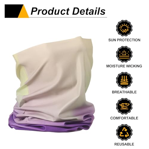 HARFINGTON Summer Cooling Neck Gaiter Sun Protection Face Mask Fishing Necks Gaiter Unisex for Cycling Outdoor Sports - color: Gradient Purple-yellow