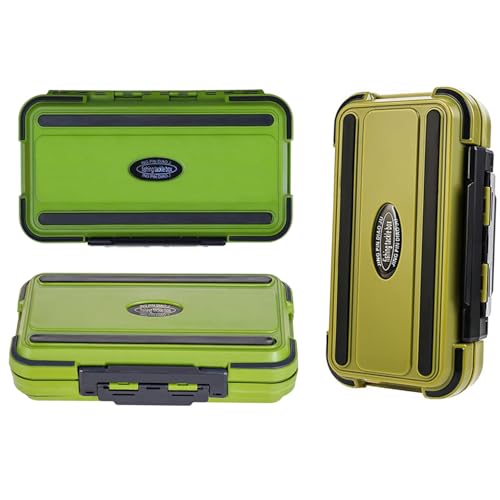 Waterproof Fishing Tackle Box, Floating Storage, Double-Sided Lure Box with Adjustable Dividers, Jewelry Organizer Making Kit Container for Earring Tool, Hook Beads Storage. - color: Green Large