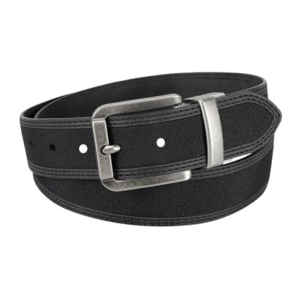 Columbia Men's 2-in-1 Reversible Casual Leather Belt – Versatile Everyday Style, Dual-sided Strap - color: Black/Black Canvas, size: X-Large (42-44)