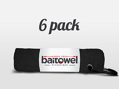 Bait Towel 6 Pack Fishing Towels with Clip for Fishing, Plush Microfiber nap Fabric, 16x16, The Original Bait Towel Multi-Pack - color: Midnight Black