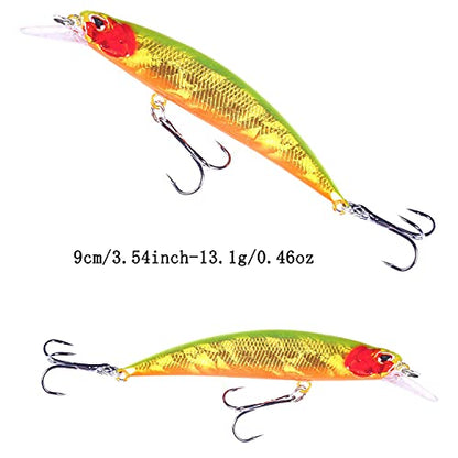 Jerk Baits for Bass Fishing, Jerkbait Fishing Lures, Minnow Lures Jerk Bait for Freshwater/Saltwater Fishing Lures for Trout Pike, 5pcs/10pcs with Box - color: G:3.54in/0.46oz/5pcs