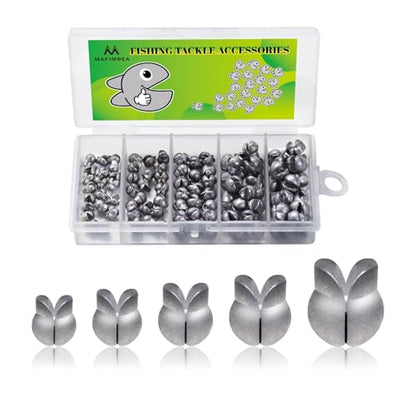 Split Shot Sinker Set 100 Pcs - Removable Fishing Weights with Storage Box, 5 Sizes (0.5g-2g) Lead Weights for Freshwater Fishing