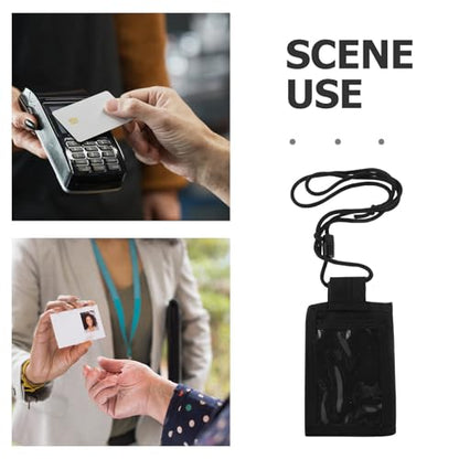 Waterproof Outdoor Id Card Holder Protecting Documents with Lanyard, Multifunctional PVC and Nylon Badge Sleeve Portable Card Holder for Long Trips and Outdoor Adventures