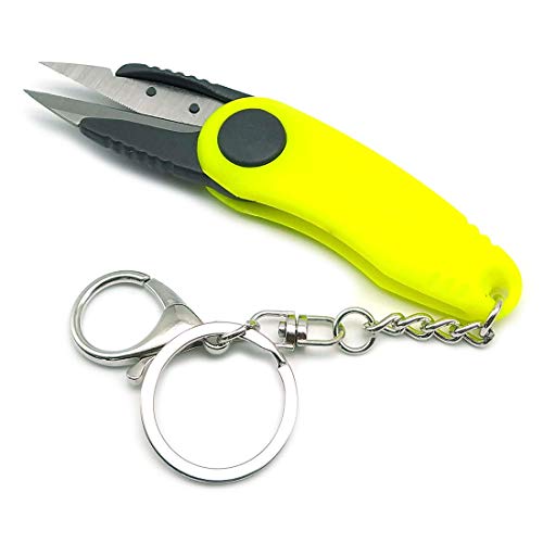 GARASANI Mini Stainless Steel Foldable Blade Fishing Plier Scissor Braid Line Snip Cutter with Key Chain (Green)