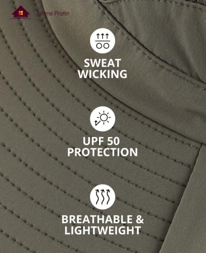 Home Prefer UPF 50+ Sun Hats for Men Women Wide Brim Fishing Hat with Neck Flap UV Protection Sunblock Safari Bucket Hat - color: Army Green
