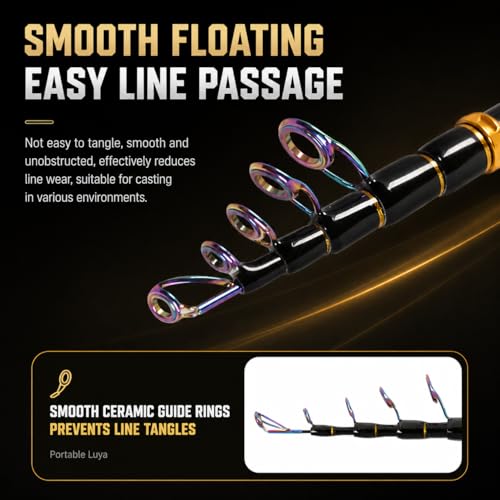 Telescoping Fishing Rod and Reel Combo with Spinning Reel, Travel Bag, Complete Starter Kit for Freshwater and Saltwater
