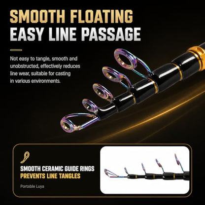 Telescoping Fishing Rod and Reel Combo with Spinning Reel, Travel Bag, Complete Starter Kit for Freshwater and Saltwater