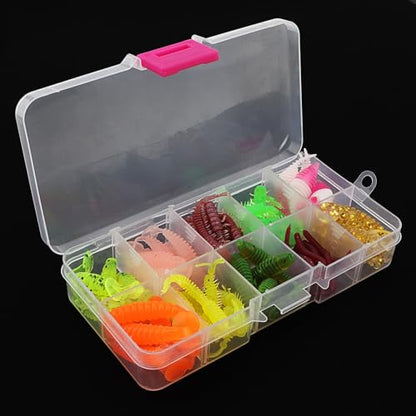 68pcs Fishing Topwater Lures Kits Mixed Artificial Baits Tackle Box, Soft Plastic Fishing Lures Baits Including Soft Worm Centipede for Bass Trout Walleye