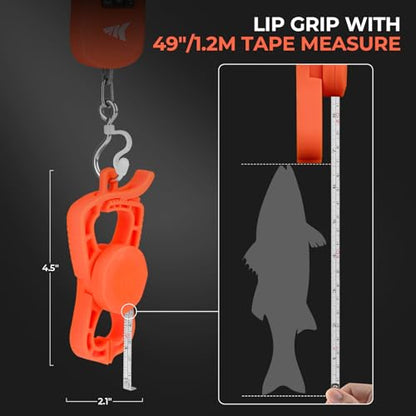 KastKing ToughTide Fishing Scale, USB Charging, 65lb Capacity, Ultra-Thin Digital Fish Scale, LCD Display, Ergonomic Handle, Fish Scales Digital Weight, Fishing Accessories for Men - color: D: Orange Combo