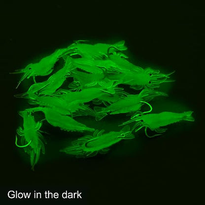 15pcs Soft Luminous Shrimp Lures, Realistic Fishing Lure Baits for Bass, Walleye, Trout & More