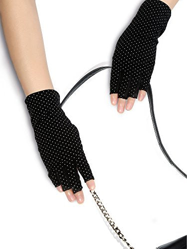 Maxdot Sun Gloves for Women UV Protection Fingerless Non Slip Sunscreen Driving Gloves for Summer Outdoor - style: Black