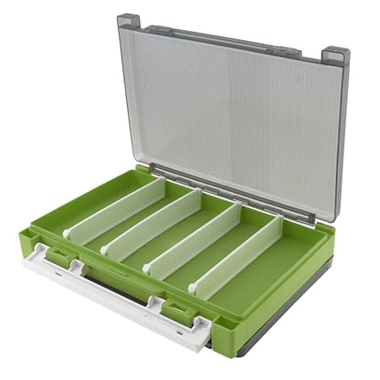 Double Sided Fishing Lure Box Organizer, Fishing Tackle Box Storage Hard Plastic Container Case for Lure Bait Hooks Beads (Green, 7.8 * 5.8 * 1.6 inch) - color: Green