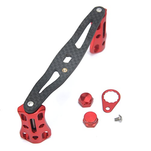 NEW Replacement Carbon Fiber 6061 Aviation Aluminum Fishing Reel Handle knobs Accessories for Baitcasting Rocker - color: 03-RED