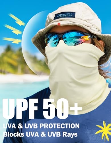JHYWELL Cooling Neck Gaiter Face Mask, UV Protection Masks Gator, Windproof Bandana for Skiing, Fishing, Hiking, Cycling - color: Beige