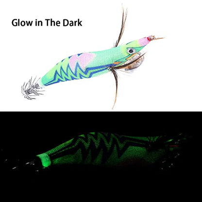 Squid Lures,Jigs Fishing Lures,Slowing Sinking Baits with Hooks- Freshwater and Saltwater Minnow Jerkbait Crankbait(Pack of 10pcs)