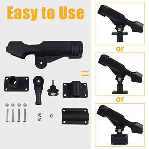 Fishing Rod Holder for Boat Adjustable 360° Rotation Hands-Free Fishing Pole Rod Racks No-Drill Rail Mount Rod Holders for Multi-Rod Setup Kayak, Pontoon, Boat Fishing - color: RH40 Multi-Positional Mounting 2pcs