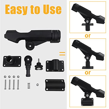 Fishing Rod Holder for Boat Adjustable 360° Rotation Hands-Free Fishing Pole Rod Racks No-Drill Rail Mount Rod Holders for Multi-Rod Setup Kayak, Pontoon, Boat Fishing - color: RH40 Multi-Positional Mounting 2pcs
