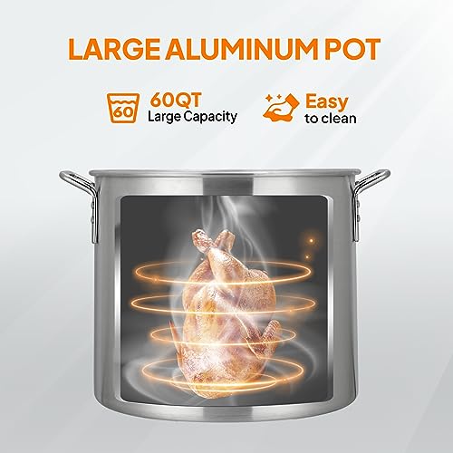 ROVSUN 60QT Turkey Fryer with 150,000BTU Propane Stove, Aluminum Seafood Crawfish Boiler Steamer & Deep Fryer with Basket, 10PSI CSA Certified Regulator & Lifting Hook for Outdoor Backyard Cooking - size: 60QT