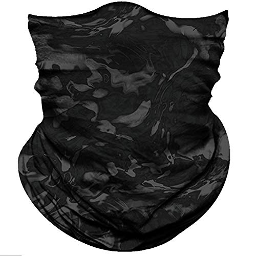 Obacle Seamless Face Mask Rave Bandana Men Women for Dust Sun Wind Protection - color: Pure Black Gray